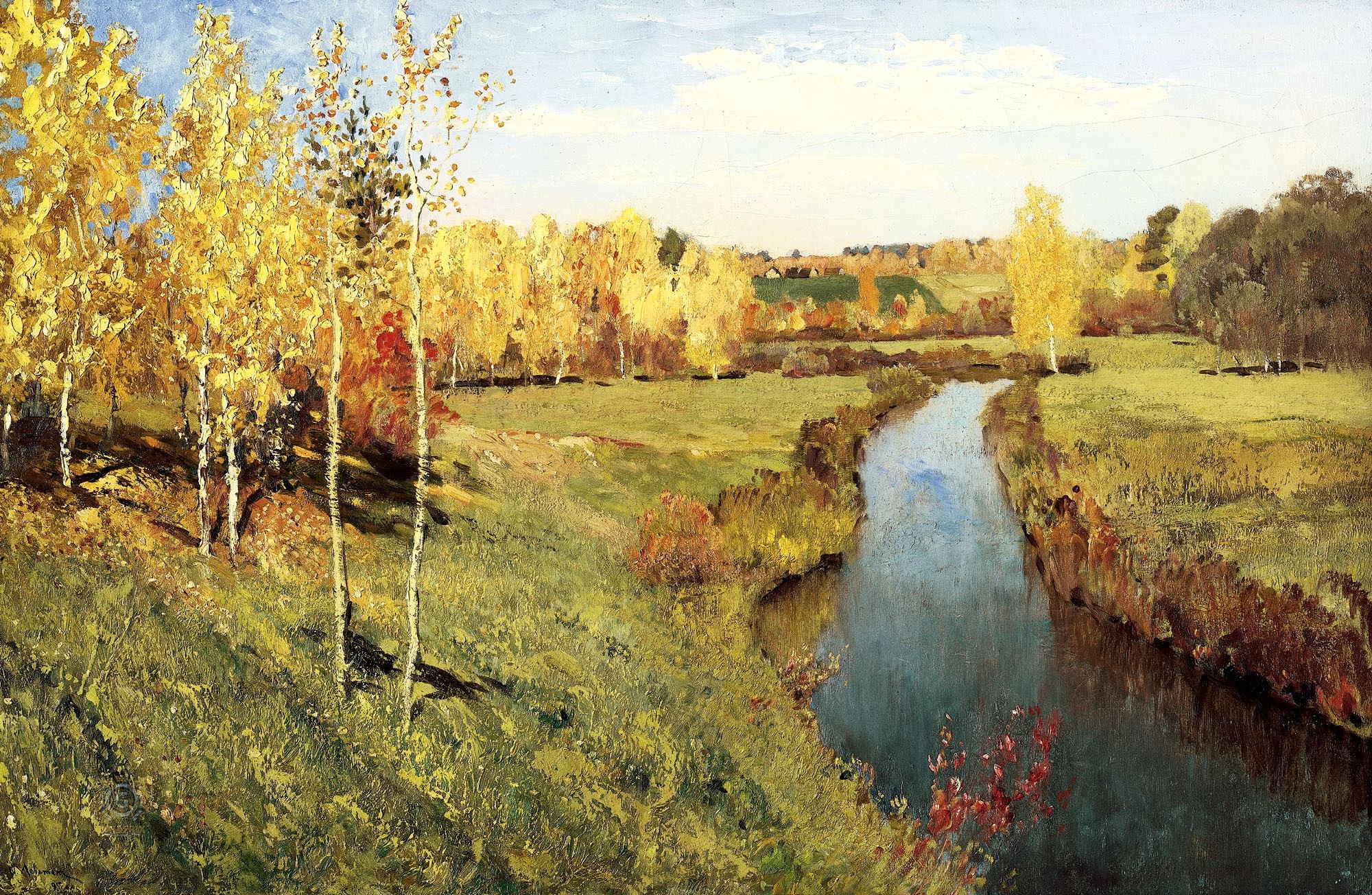 Осень на картинах художников: Исаака Левитана, Бориса Кустодиева, Исаака  Бродского и других.